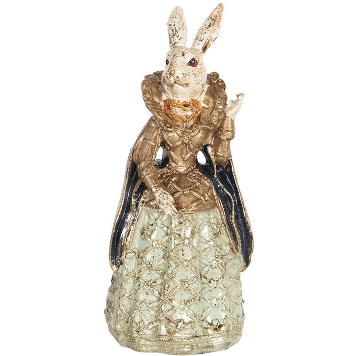 Clayre & Eef 6PR2525 Figúrka králika 5x4x11 cm béžová modrá Polyresin