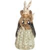Clayre & Eef 6PR2525 Figúrka králika 5x4x11 cm béžová modrá Polyresin