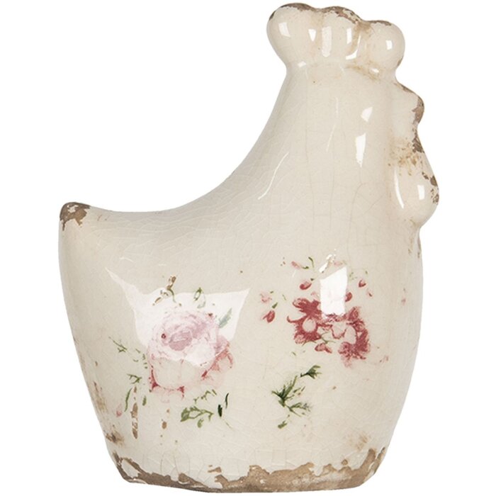 Dekorácia kura 9x6x11 cm krémová 6CE1185