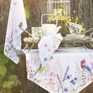 Clayre & Eef SFL42 Uterák 50x70 cm Bielozelené bavlnené kvety Obdĺžnikový