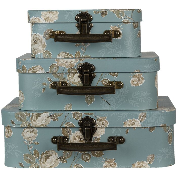 Dekoračný kufrík (sada 3 kusov) 30x21x9-25x18x9-20x16x8 cm viacfarebný 64753