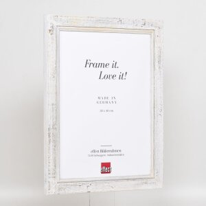 Efektný rám na obrazy z masívneho dreva 2240 biely 62x93 cm múzejné sklo