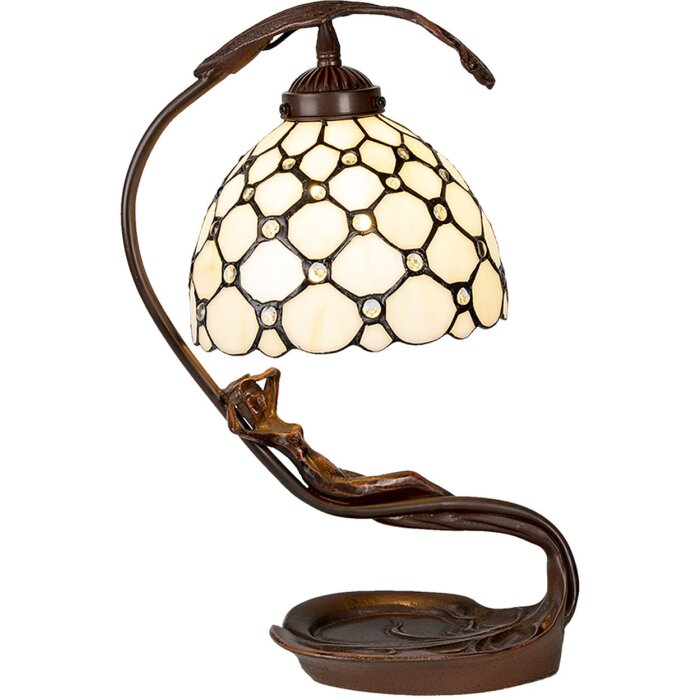Stolná lampa Tiffany krémová 28x20x41 cm E14-max 1x25W 5LL-6097