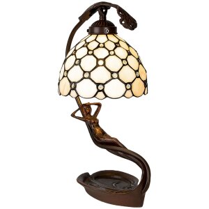 Stolná lampa Tiffany krémová 28x20x41 cm E14-max 1x25W 5LL-6097