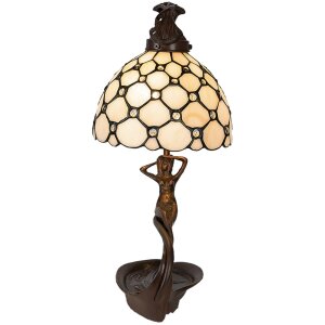 Stolná lampa Tiffany krémová 28x20x41 cm E14-max 1x25W 5LL-6097