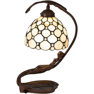 Stolná lampa Tiffany krémová 28x20x41 cm E14-max 1x25W 5LL-6097