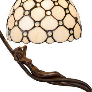 Stolná lampa Tiffany krémová 28x20x41 cm E14-max 1x25W 5LL-6097