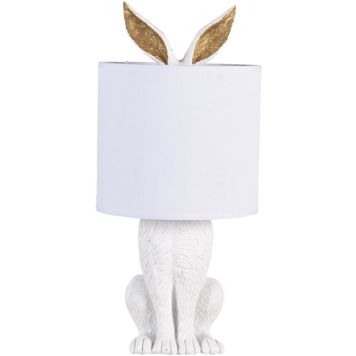 Clayre & Eef 6LMC0013W Stolná lampa Rabbit Ø 20x45 cm Biely plast