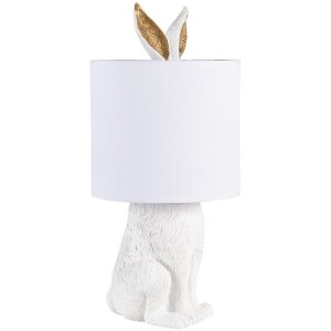 Clayre & Eef 6LMC0013W Stolná lampa Rabbit Ø 20x45 cm Biely plast