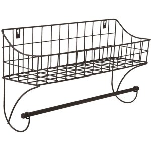 Držiak na uteráky pre hostí s košom čierny 44x12x25 cm 6Y4305