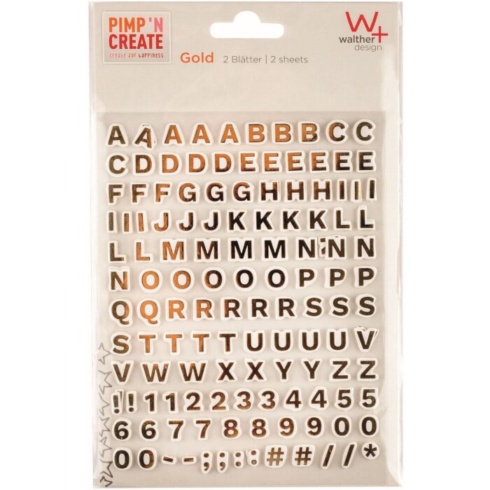 Walther nálepka samolepiace písmená DIY PIMP AND CREATE zlatá