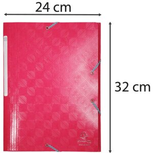 Exacompta priečinok 1928 DIN A4 3 chlopne elastický 600g kartón malinová farba