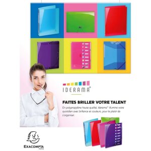 Exacompta zakladač PP 500µ 3 chlopne elastická šnúrka Iderama A4 svetlo modrá