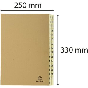 Organizér Exacompta 31 priehradiek 1-31 DIN A4 Kraft hnedý