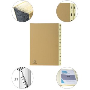 Exacompta organizér 24 priehradiek A-Z Kraft DIN A4 25x33 cm