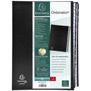 Exacompta organizér priečinok s pružným plisovaným chrbtom 26 priečinkov A-Z DIN A4 čierny