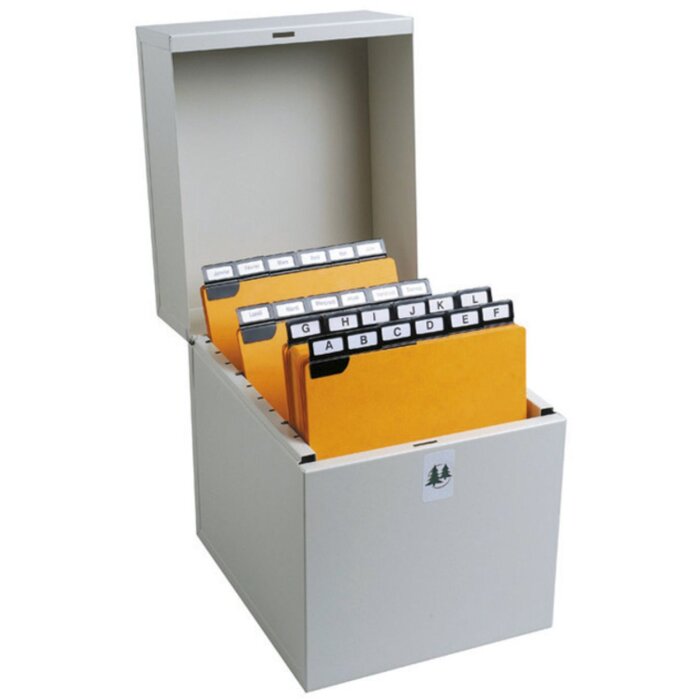 Exacompta kovový box na karty 175x135x210 mm sivý 500 kariet