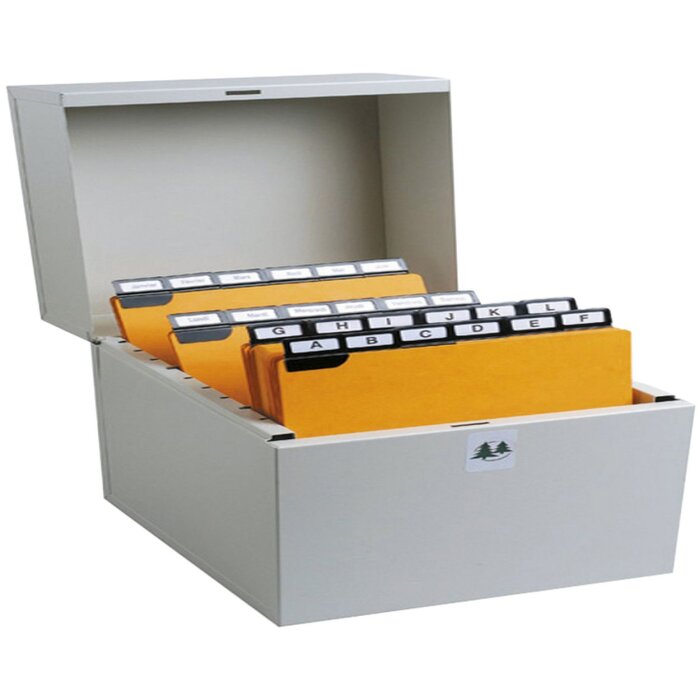 Exacompta 54721E Krabička na 500 kartotéčných lístkov kovová sivá 100x210 mm