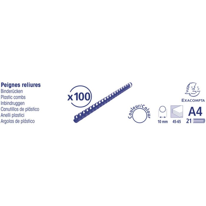 Exacompta 75301E Viazacie špirály 10 mm 21 krúžkov pre DIN A4 čierne 100 ks