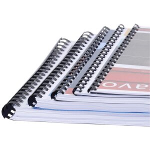 Exacompta 76301E Viazacie špirály 10 mm čierne PVC 25 kusov DIN A4 A3 formát na šírku