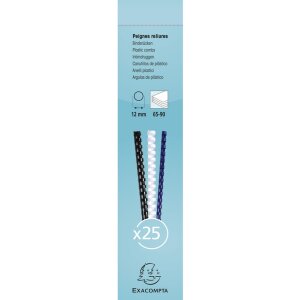 Exacompta 76401E Viazacie špirály 12 mm PVC čierne 25 kusov DIN A4 65-90 listov