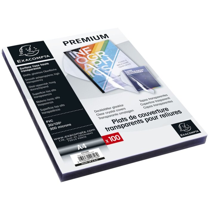 Exacompta balenie 100 obalov PVC 300µ DIN A4 kryštál