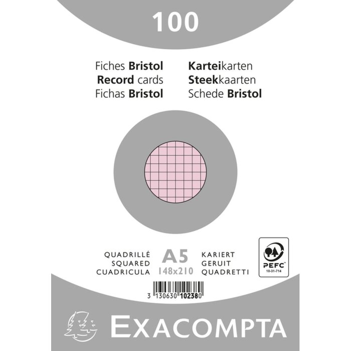 Kartičky A5 šachovnicové 100 ks ružové