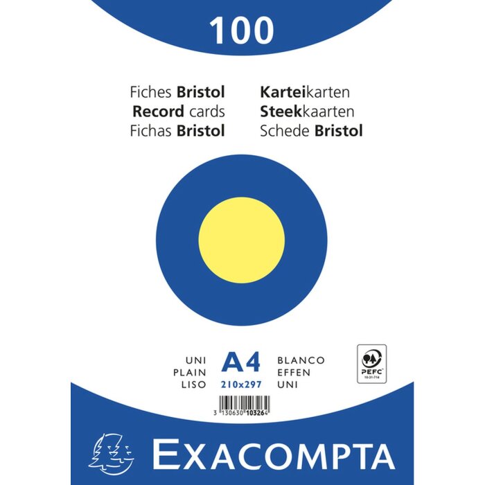 Exacompta indexové karty prázdne DIN A4 100 ks balené v zmršťovacom obale žlté