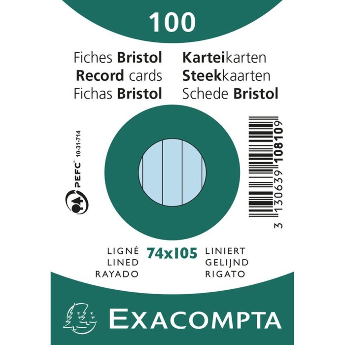 Exacompta indexové karty A7 linkované 100 ks azúrovo modré