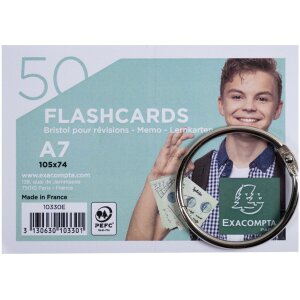 Exacompta 50 Flashcards s krúžkom lemovaným...