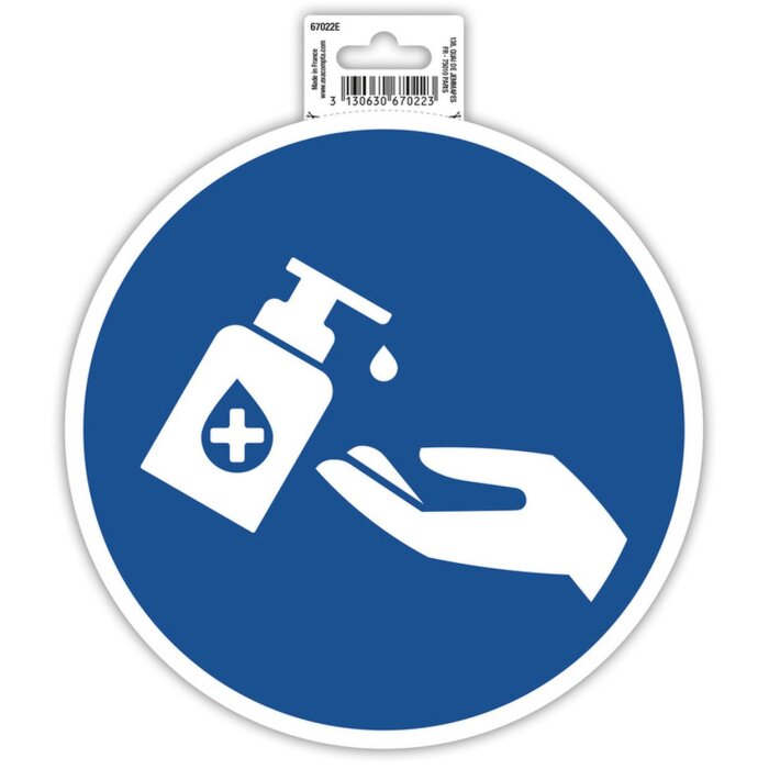 Nálepka na dezinfekciu rúk 20 cm