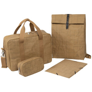 Exacompta taška 39x29x15cm papier kožený vzhľad Eterneco hnedá geometrické motívy