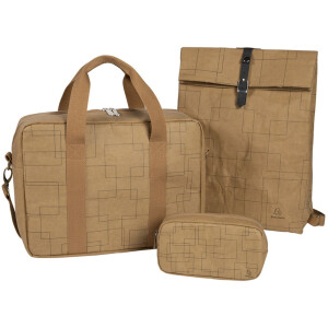 Exacompta taška 39x29x15cm papier kožený vzhľad Eterneco hnedá geometrické motívy