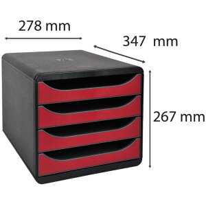 Exacompta zásuvkový box Big Box 4 otvorené zásuvky Iderama karmínovo červená