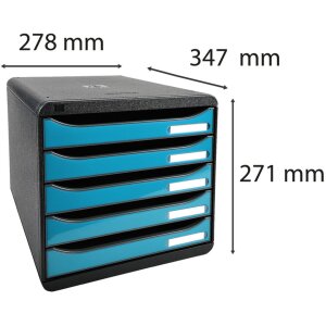 Exacompta 3097282D Zásuvkový box Big Box Plus 5 zásuviek tyrkysový lesklý