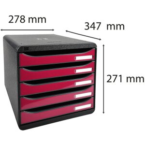 Exacompta 3097284D Zásuvkový box Big Box Plus 5 zásuviek Iderama malinová farba