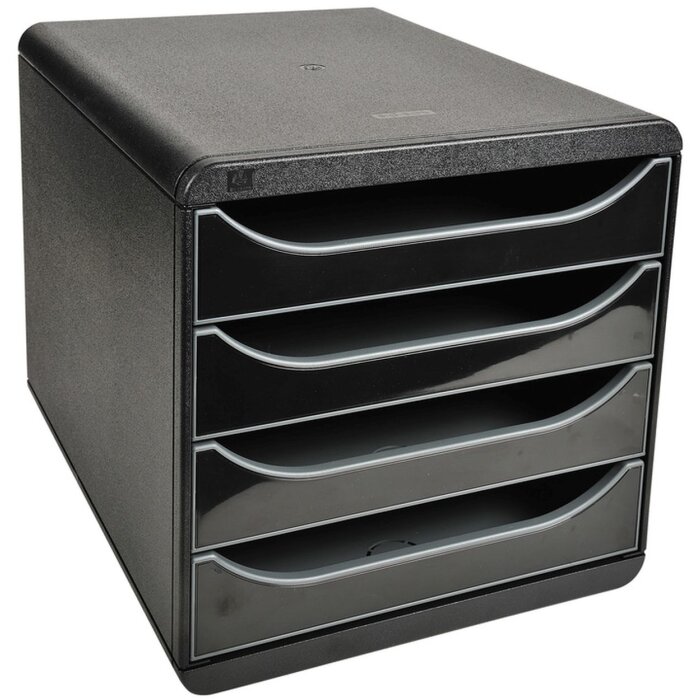 Exacompta 3104214D Zásuvkový box Big Box Plus 4 otvorené zásuvky lesklá čierna