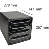 Exacompta 3104214D Zásuvkový box Big Box Plus 4 otvorené zásuvky lesklá čierna