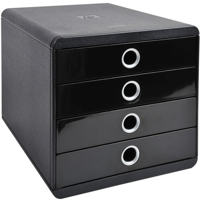 Exacompta 314438D Zásuvkový box POP-BOX 4 zásuvky čierny lesklý DIN A4+