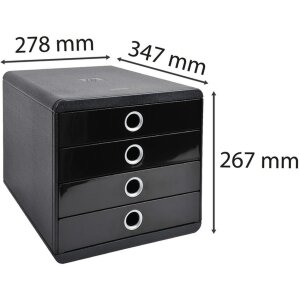 Exacompta 314438D Zásuvkový box POP-BOX 4 zásuvky čierny lesklý DIN A4+