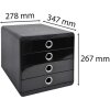 Exacompta 314438D Zásuvkový box POP-BOX 4 zásuvky čierny lesklý DIN A4+