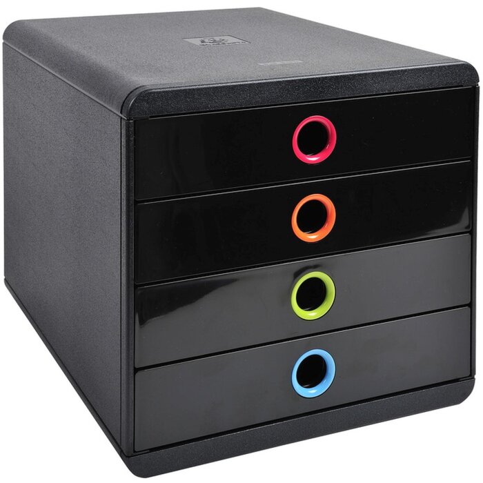 Exacompta zásuvkový box POP-BOX 4 zásuvky čierna Harlequin
