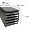 Exacompta 309738D Zásuvkový box Big Box Plus 5 zásuviek metalická strieborná