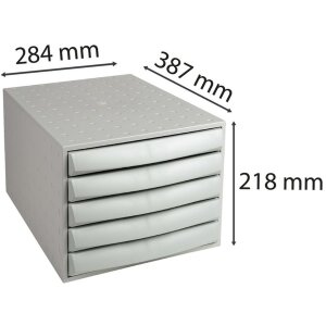 Exacompta zásuvkový box THE BOX 5 zatvorených zásuviek Kancelárska svetlo šedá