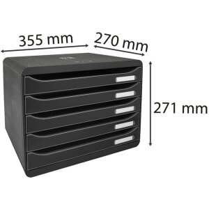 Exacompta 308714D Zásuvkový box Big Box Plus Horizon Black 5 zásuviek