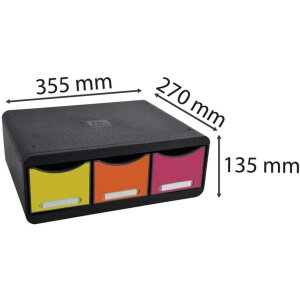 Exacompta TOOLBOX úložný modul 3 zásuvky dúha 13,5 cm vysoké
