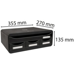 Exacompta 319714D TOOLBOX Úložný modul so 4 zásuvkami čierny lesklý