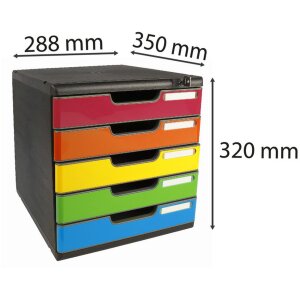 Exacompta zásuvkový box MODULO A4 5 uzamykateľných zásuviek Harlekin lesklý