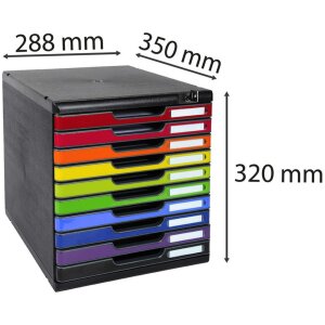 Exacompta zásuvkový box MODULO A4 10 uzamykateľných zásuviek Harlekin lesklý