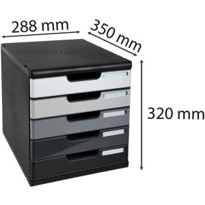 Exacompta zásuvkový box MODULO DIN A4 sivý 5 uzavretých zásuviek